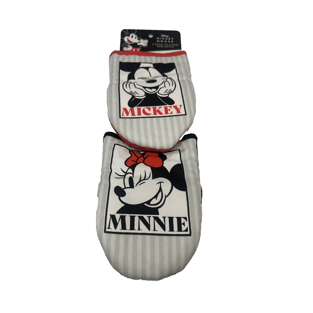 disney micky & minnie mouse 2 pack silicone mini mitts oven pot holders
